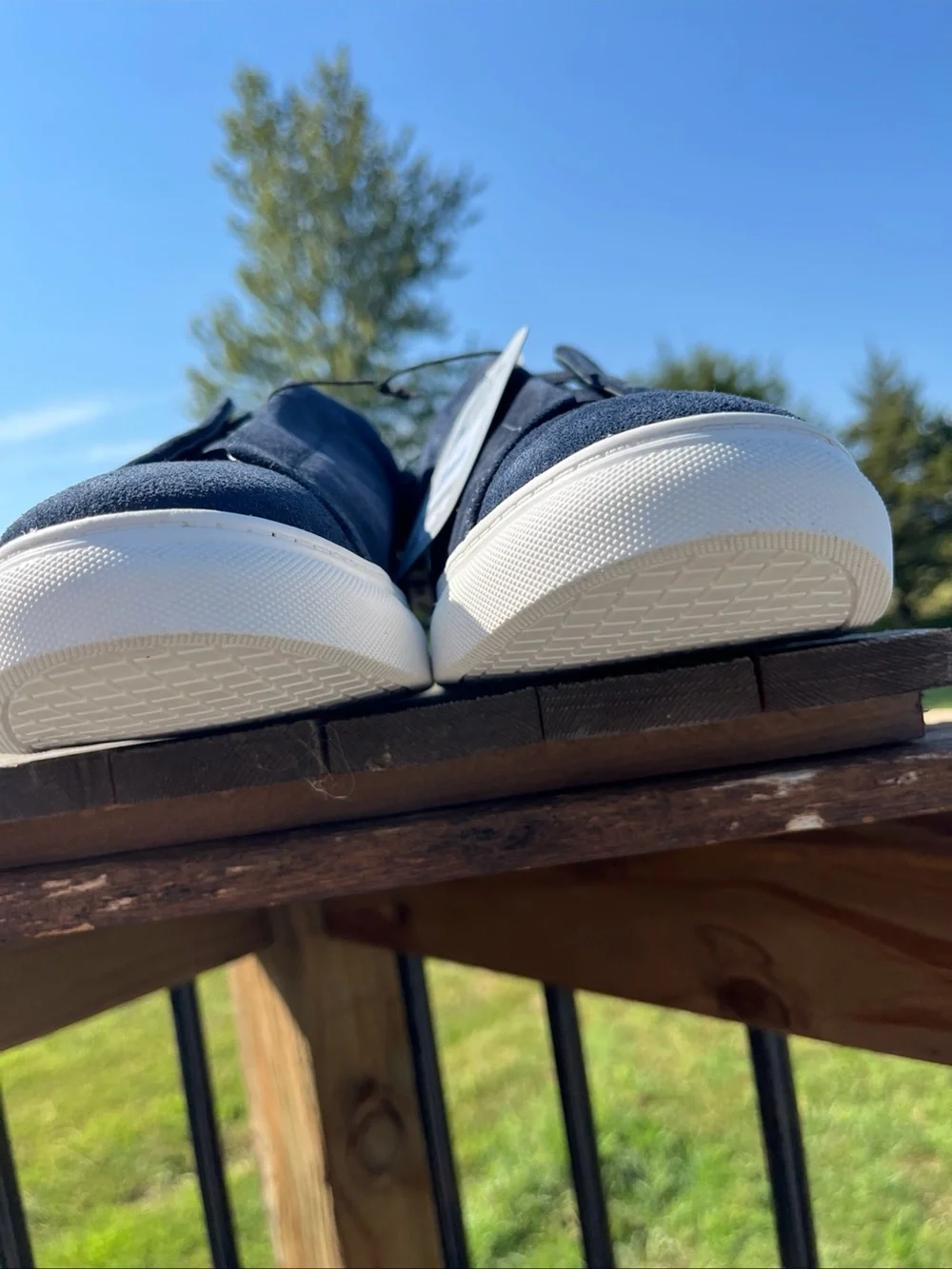 George Men’s Navy Blue Suede-look Slip-on Sneakers Size 9.5